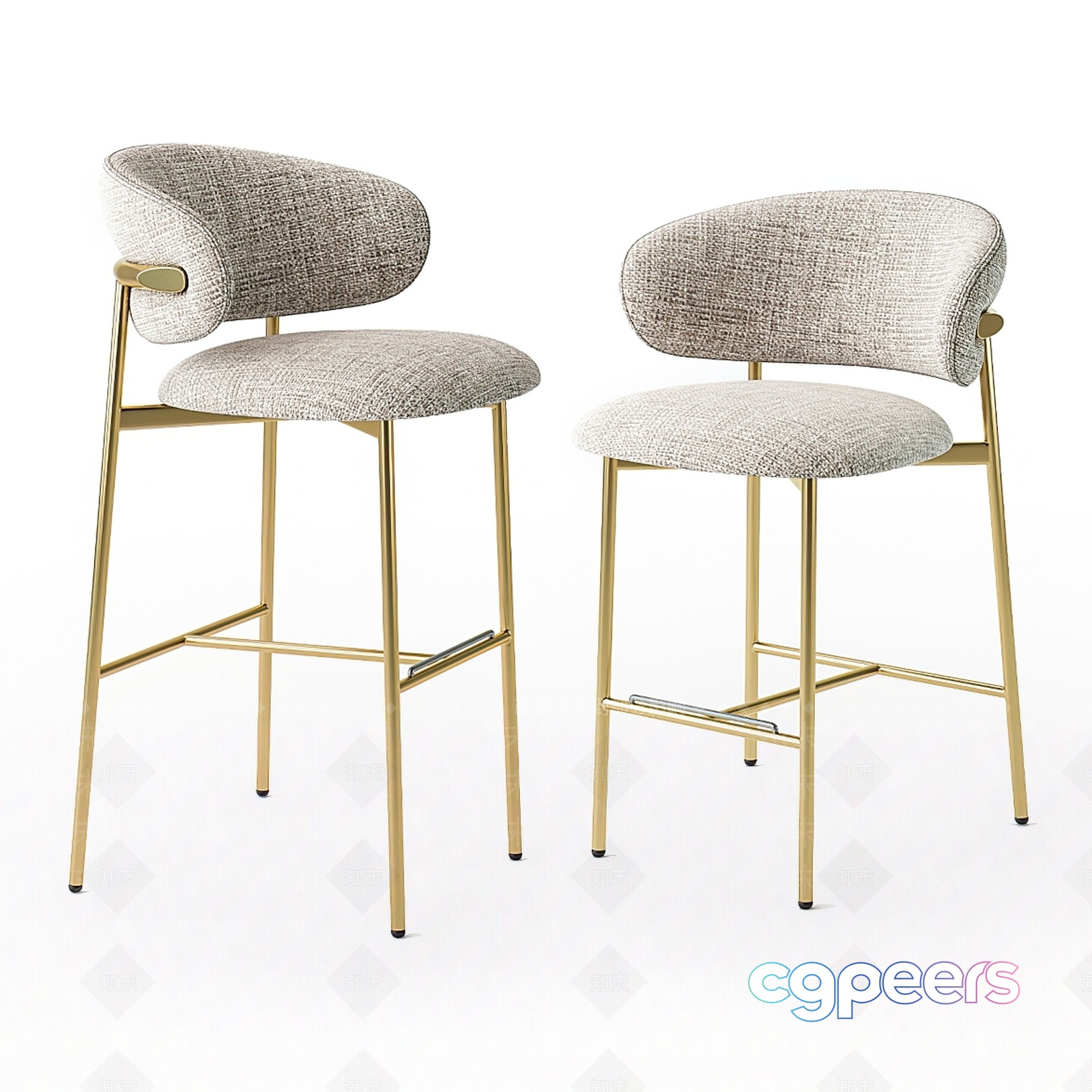 Modern Bar Stools With Gold Legs 3D Model - 19807 - VRAY Render Modern Bar Stools With Gold Legs 3D Model - 19807 - VRAY Render