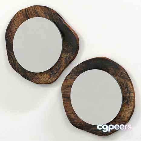 Two Round Mirrors With A Wooden Frame 3D Model - 19730 - CORONA Render Two Round Mirrors With A Wooden Frame 3D Model - 19730 - CORONA Render