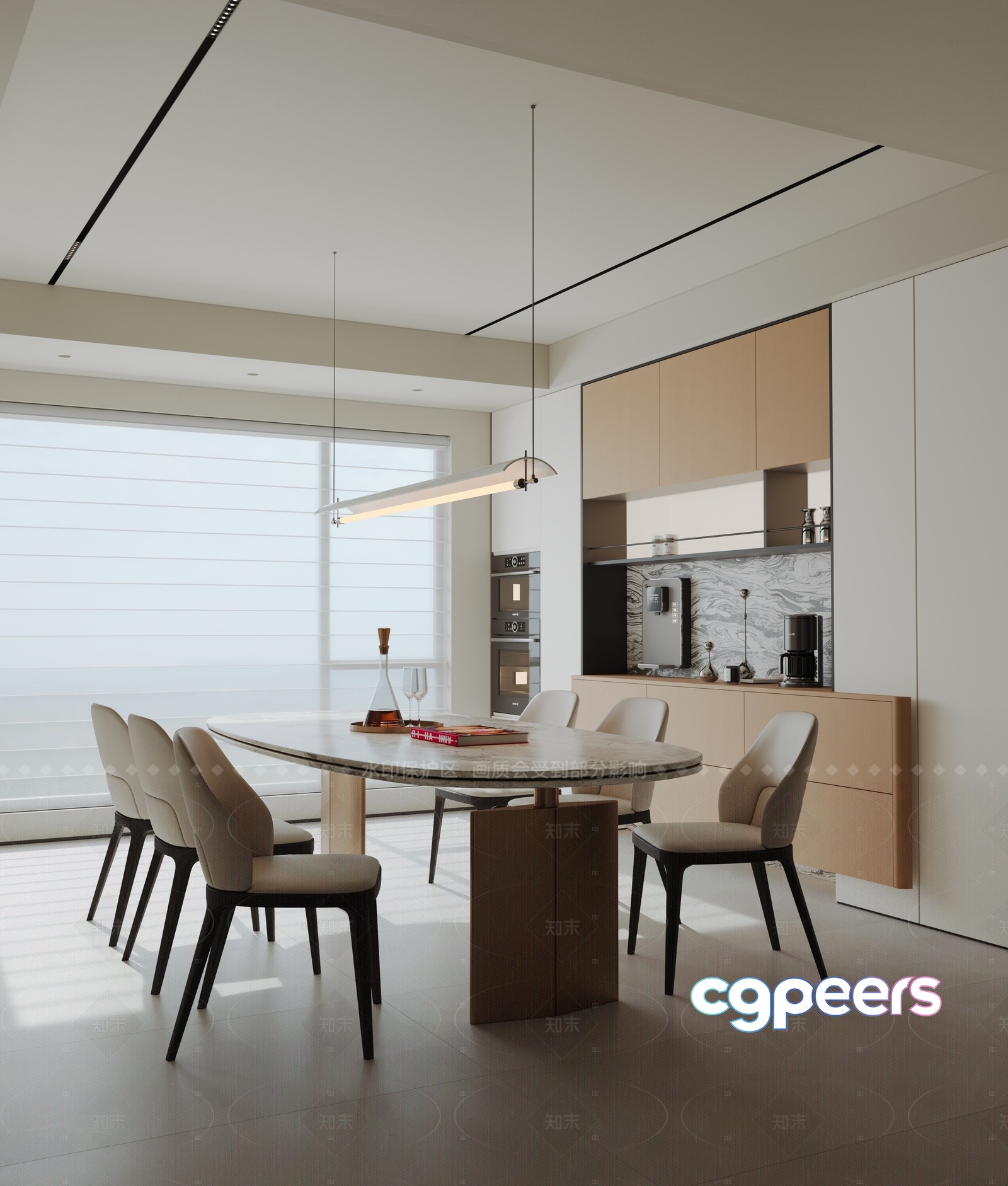 Modern Minimalist Dining Room 3D Model - 9107 - VRAY Render Modern Minimalist Dining Room 3D Model - 9107 - VRAY Render