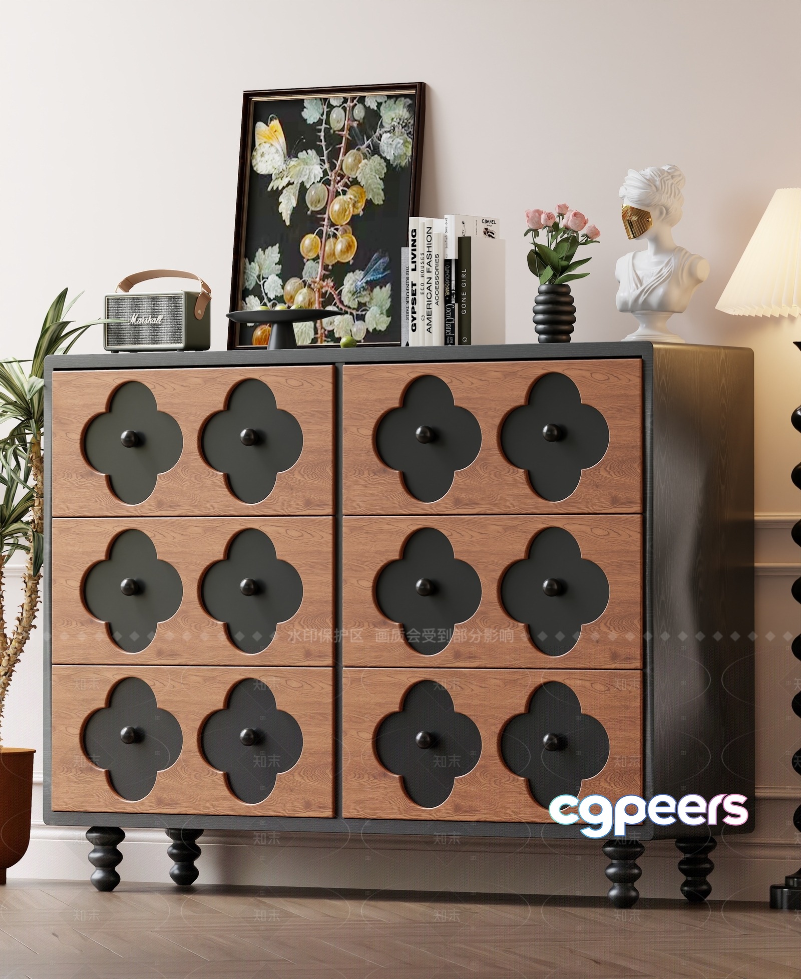 Mid-Century Modern Dresser 3D Model - 6717 - VRAY Render Mid-Century Modern Dresser 3D Model - 6717 - VRAY Render