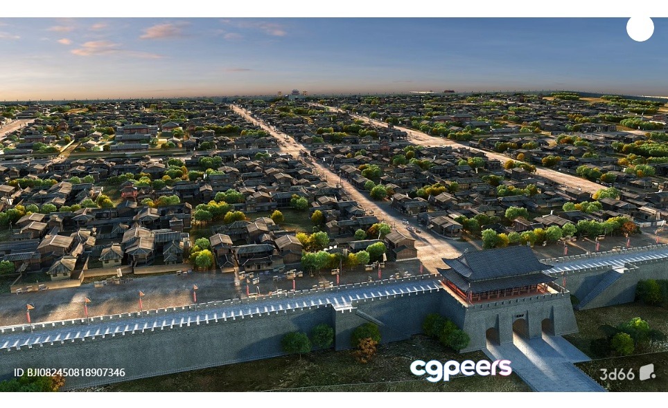 Ancient Chinese Cityscape 3D Model - 8558 - VRAY Render