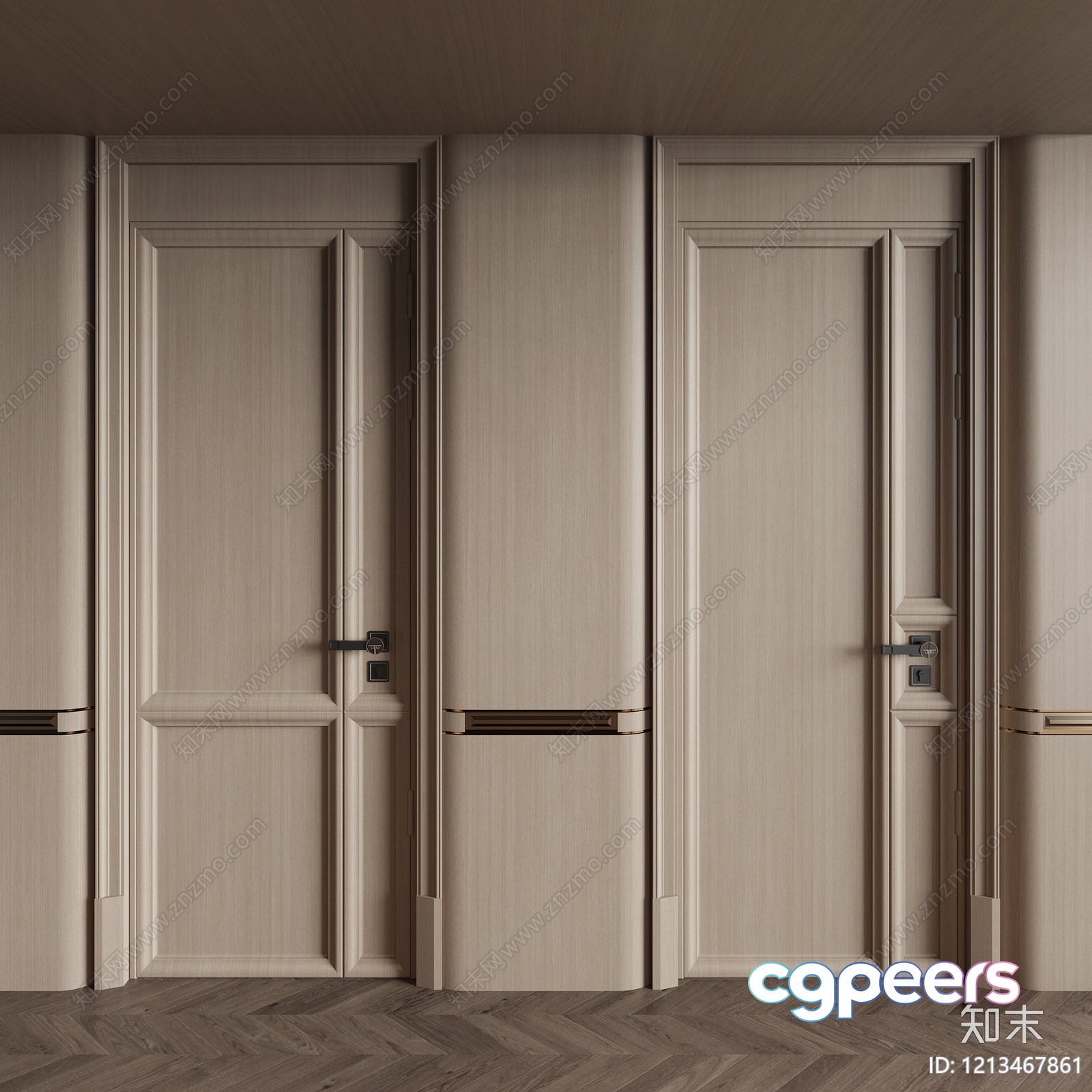 Modern Wooden Doors 3D Model - 6192 - VRAY Render