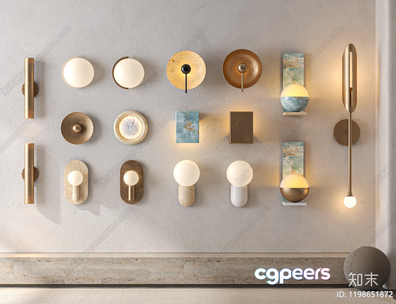 Gold Light Fixtures 3D Model - 12172 - VRAY Render