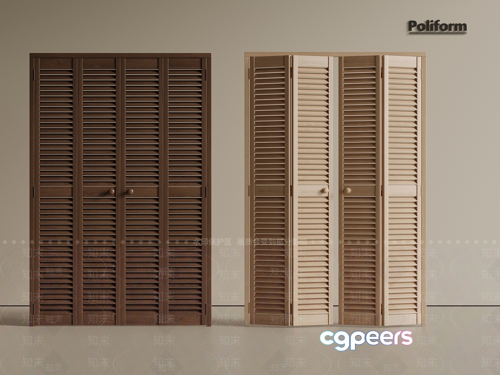 Two Sets Of Wooden Shutters 3D Model - 6540 - VRAY Render