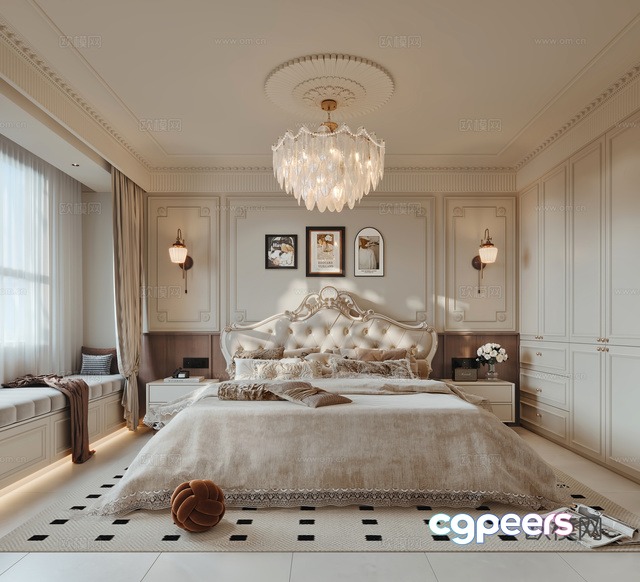 Cozy White Bedroom 3D Model - 7964 - CORONA Render Cozy White Bedroom 3D Model - 7964 - CORONA Render