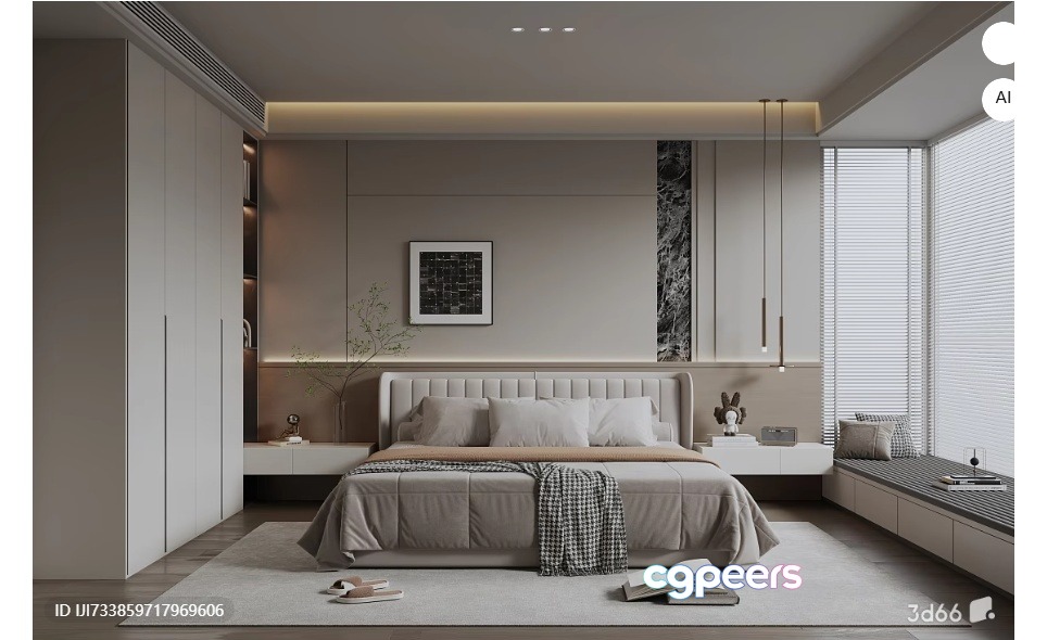 A Modern Bedroom 3D Model - 12245 - VRAY Render A Modern Bedroom 3D Model - 12245 - VRAY Render