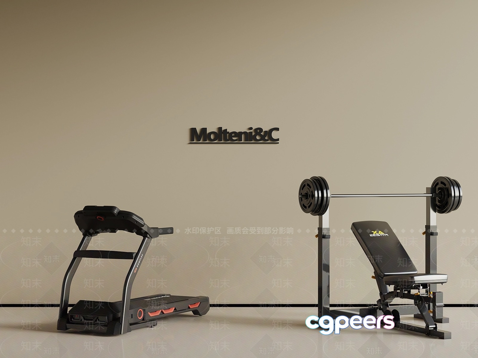 A Fitness Equipment Set 3D Model - 1965 - VRAY Render A Fitness Equipment Set 3D Model - 1965 - VRAY Render