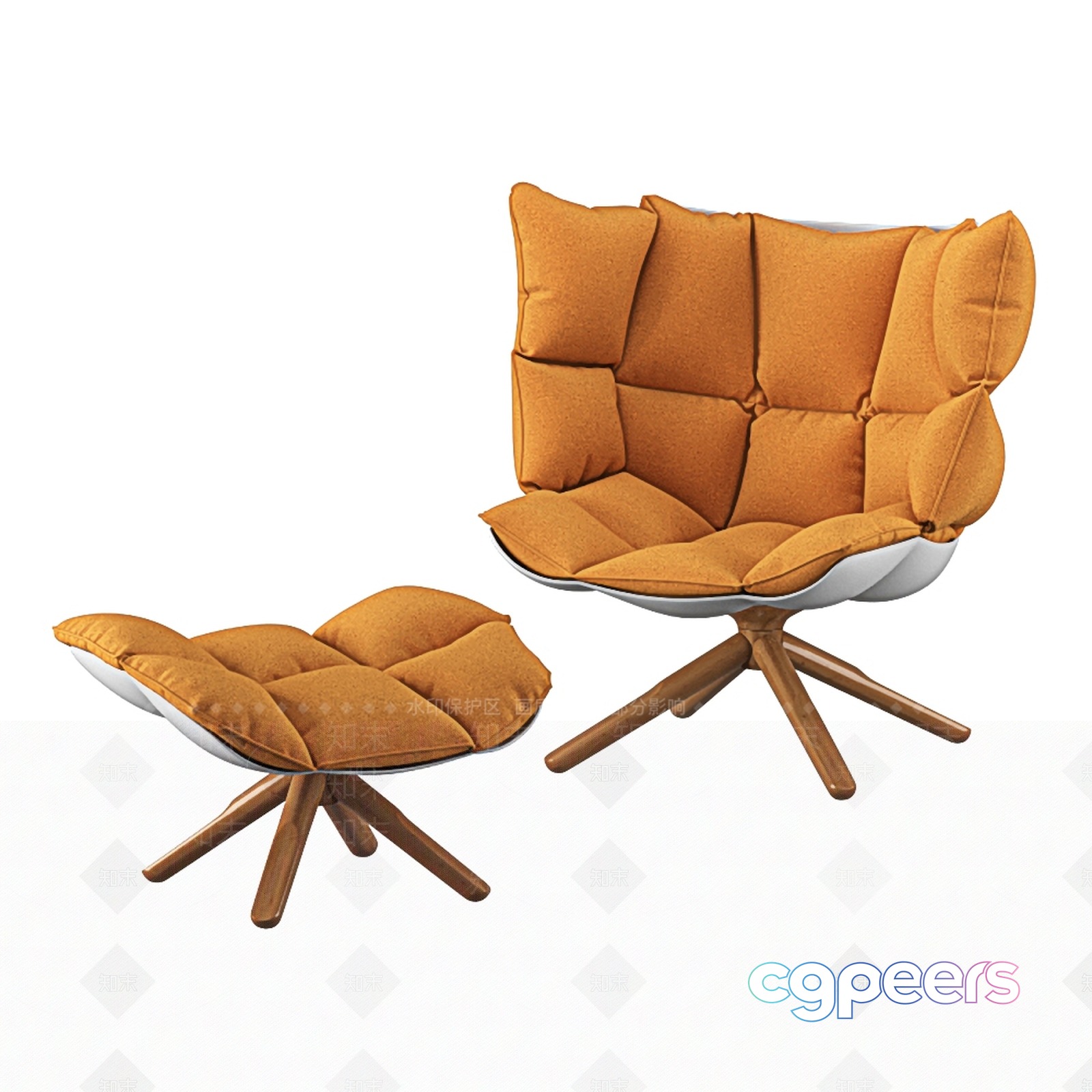 A Modern Chair With A Matching Footstool 3D Model - 16103 - VRAY Render A Modern Chair With A Matching Footstool 3D Model - 16103 - VRAY Render