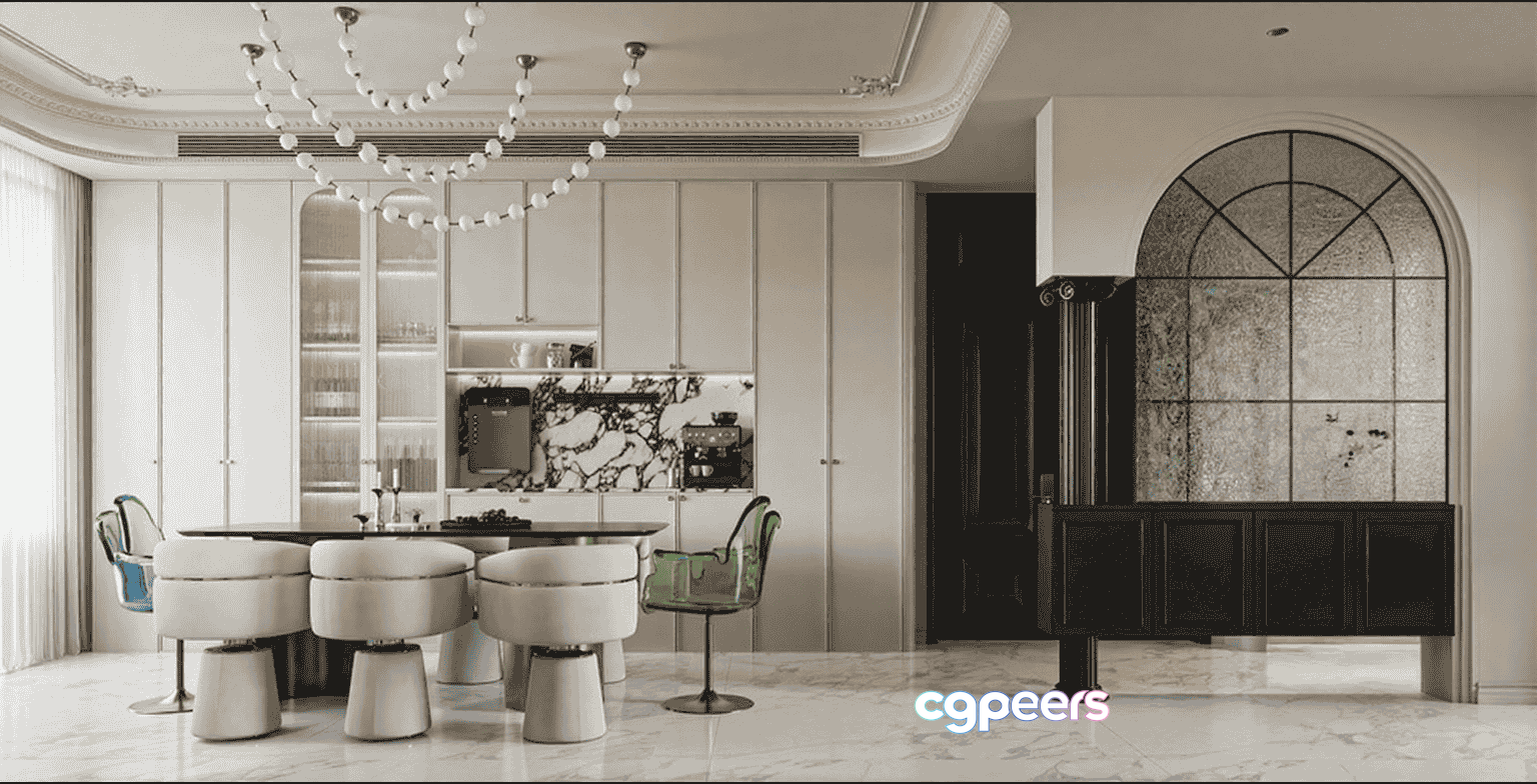 Modern Dining Room 3D Model - 17824 - CORONA Render