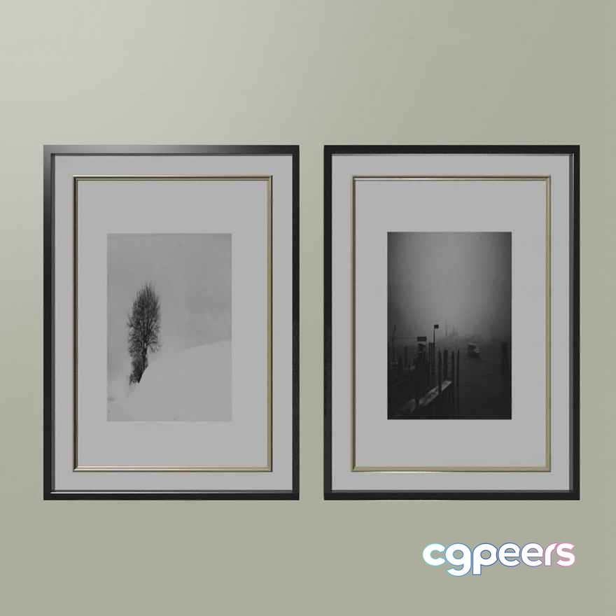 Two Black And White Framed Photographs 3D Model - 14794 - VRAY Render Two Black And White Framed Photographs 3D Model - 14794 - VRAY Render