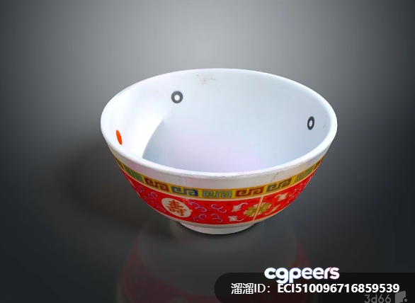 A White And Red Ceramic Bowl 3D Model - 7392 - VRAY Render A White And Red Ceramic Bowl 3D Model - 7392 - VRAY Render
