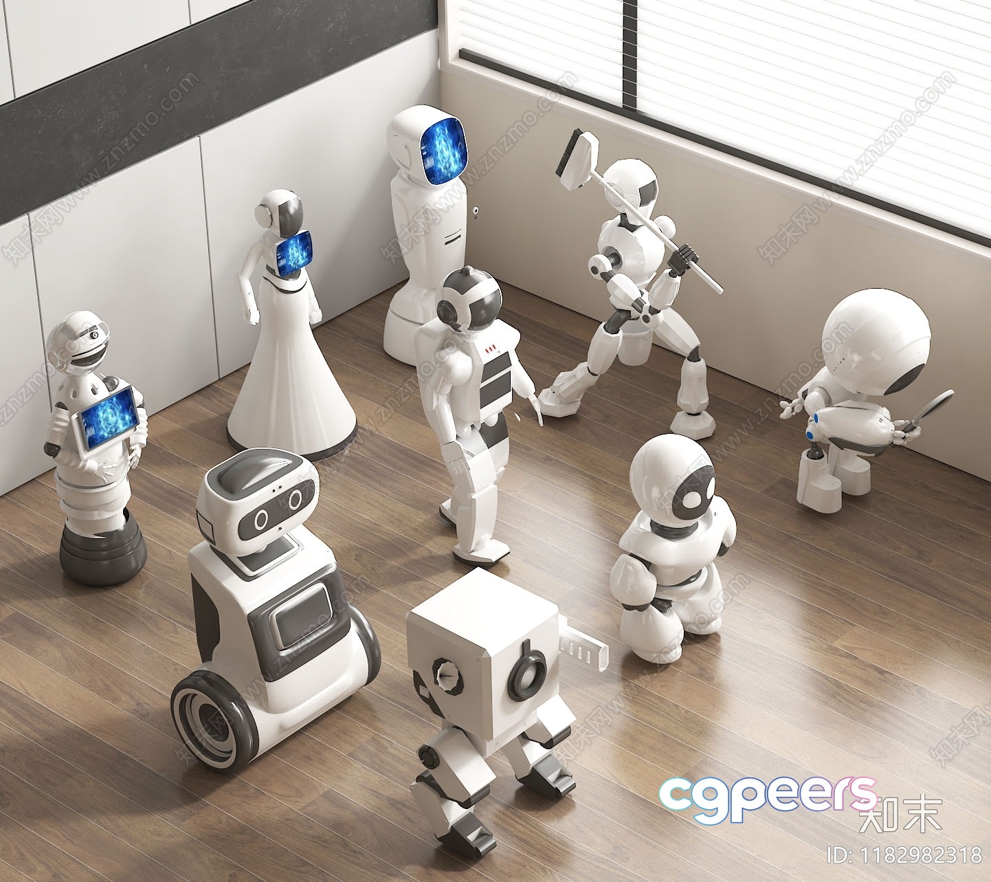 A Group Of Robots 3D Model - 7136 - VRAY Render