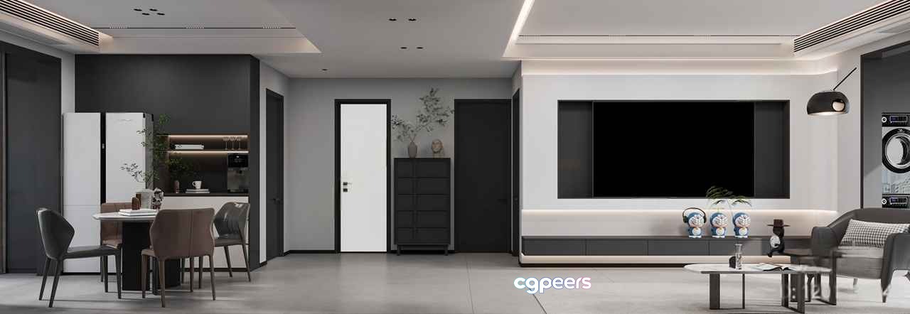 Modern Living Room 3D Model - 20610 - CORONA Render