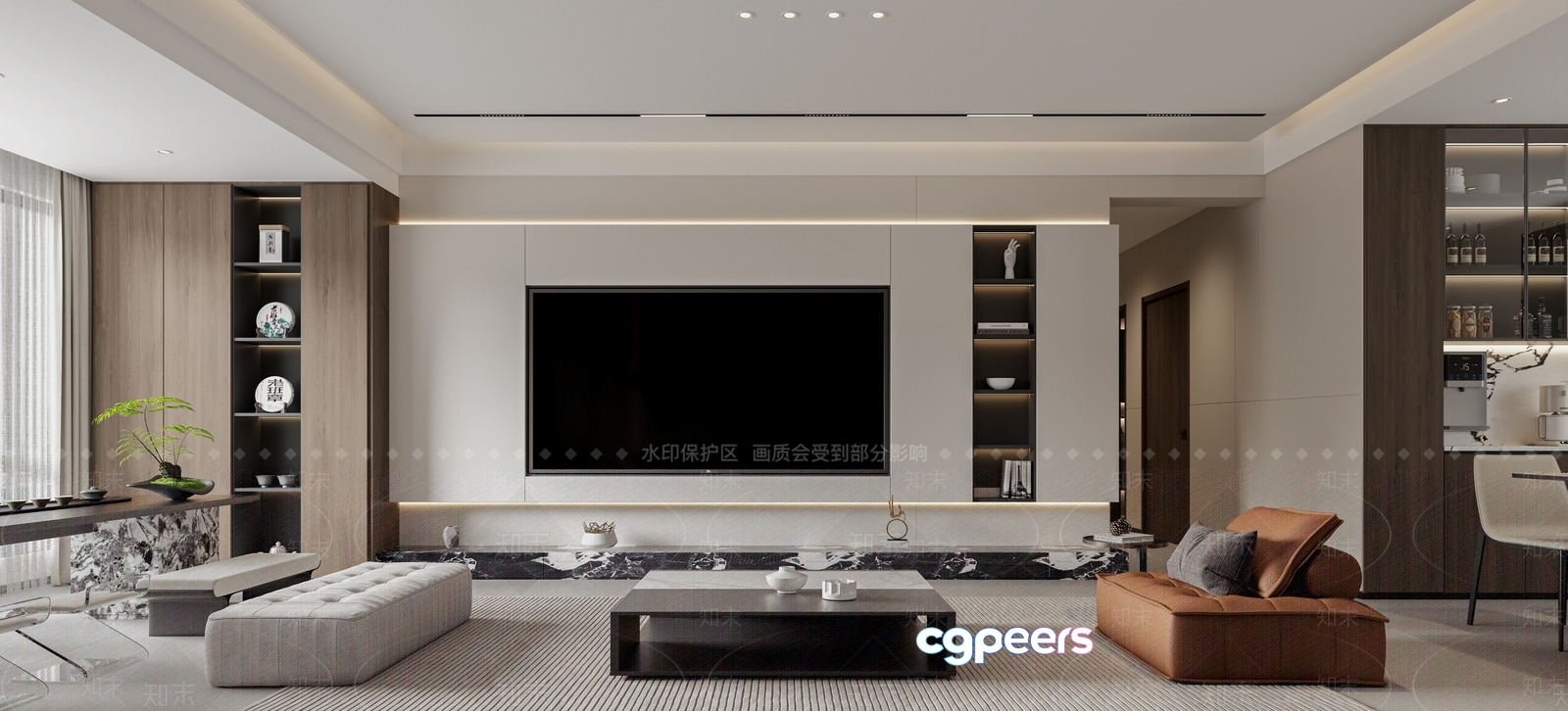 Modern Living Room 3D Model - 15205 - VRAY Render