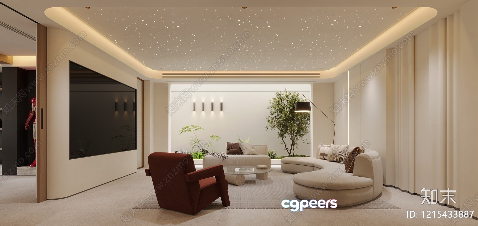 Modern Living Room 3D Model - 14777 - VRAY Render