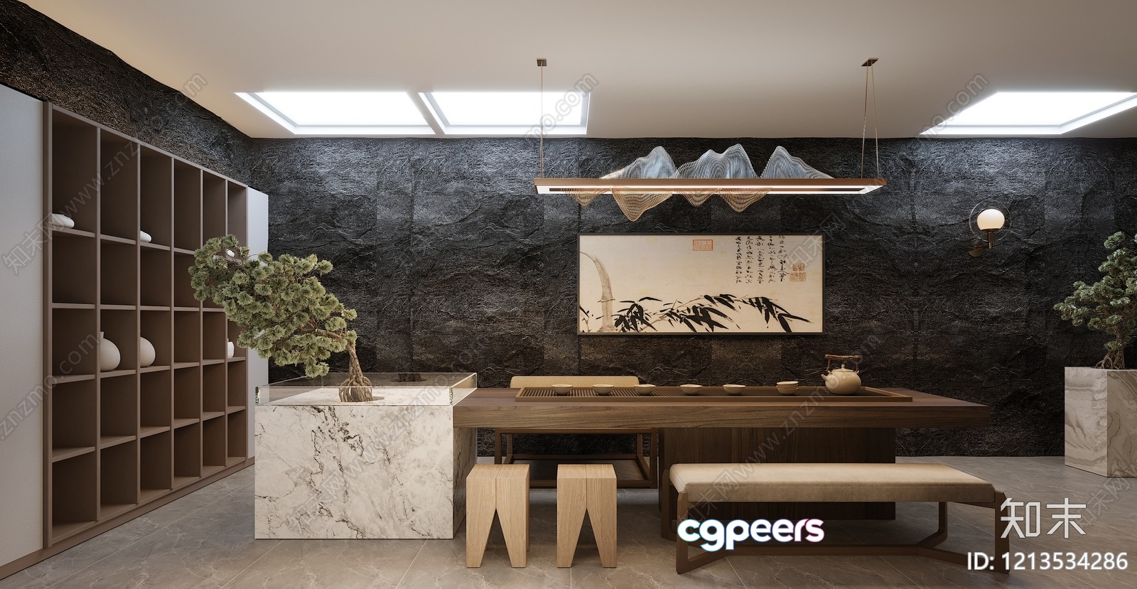Modern Asian Dining Room 3D Model - 6582 - VRAY Render