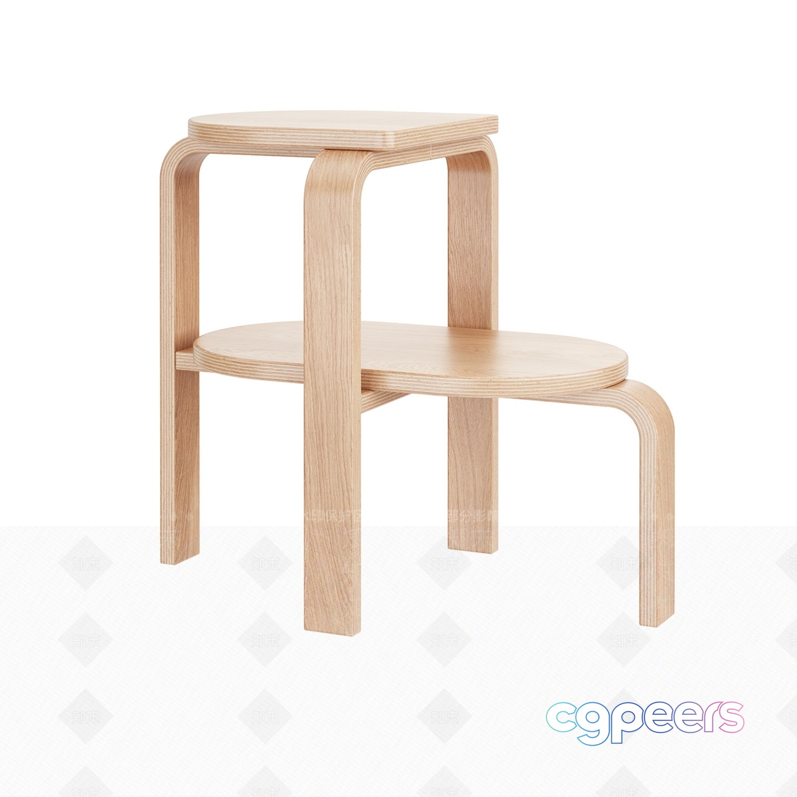 Wooden Stool Set 3D Model - 749 - VRAY Render