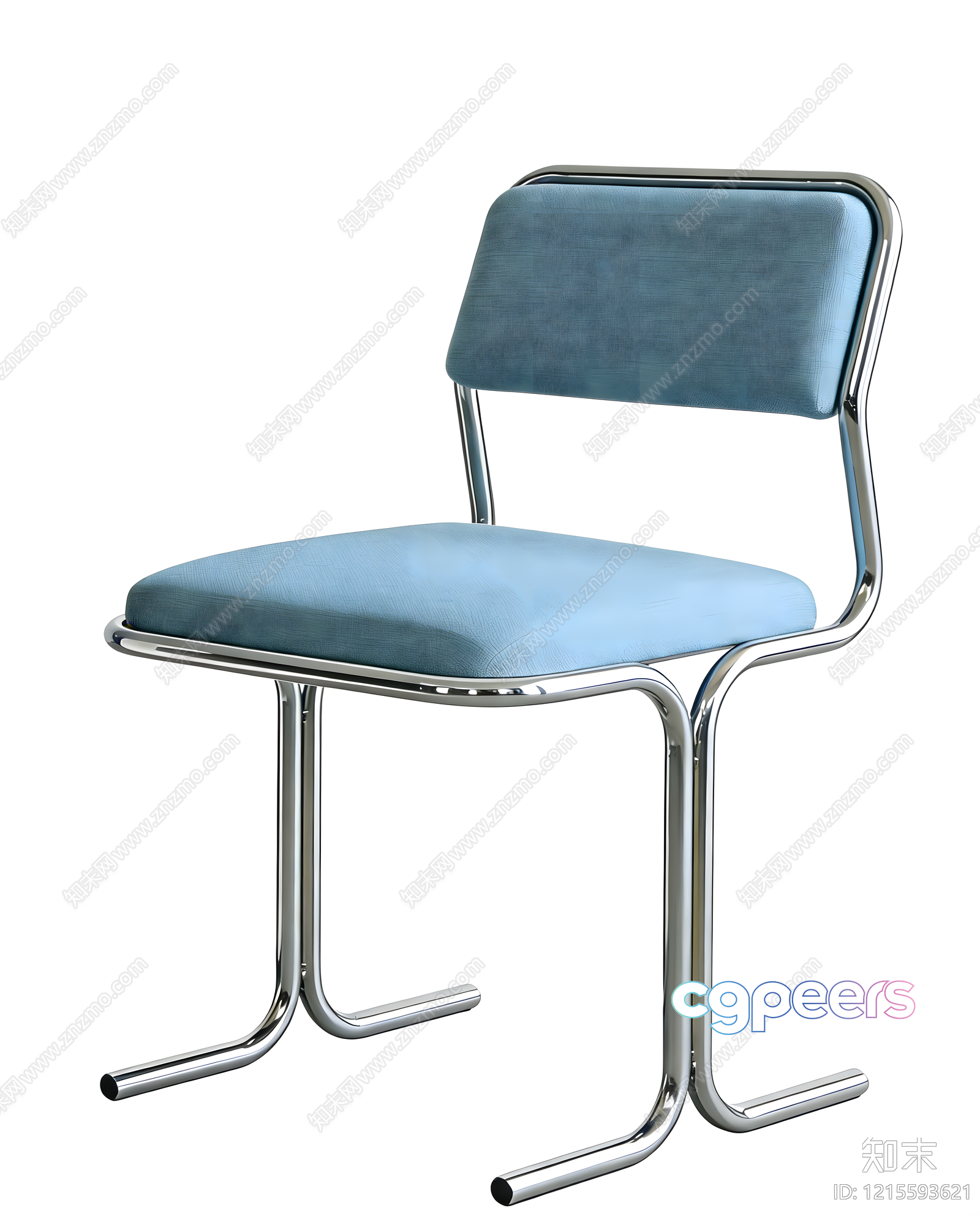 A Metal Chair With A Blue Cushion 3D Model - 12577 - VRAY Render A Metal Chair With A Blue Cushion 3D Model - 12577 - VRAY Render