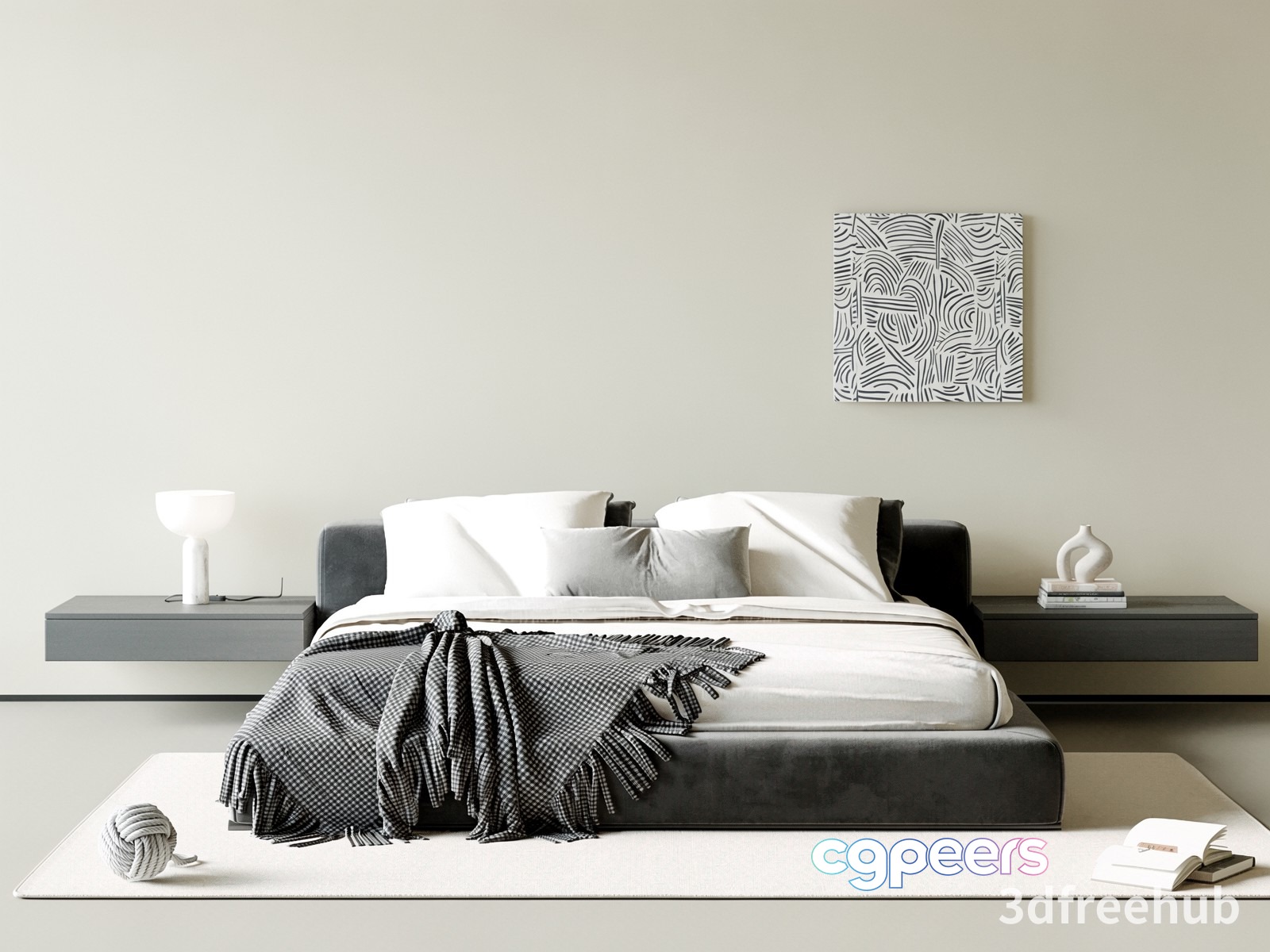 Cozy Minimalist Bedroom 3D Model - 19345 - VRAY Render