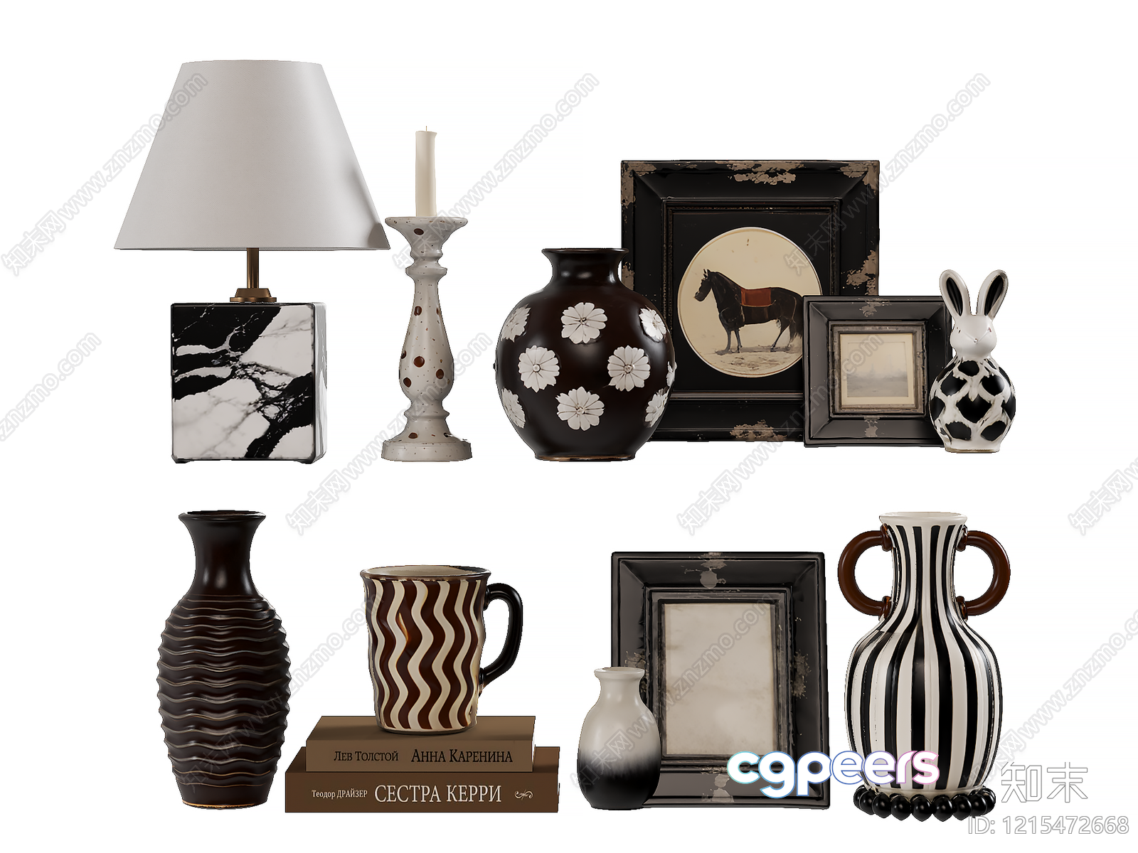 Black And White Home Decor 3D Model - 12822 - VRAY Render Black And White Home Decor 3D Model - 12822 - VRAY Render