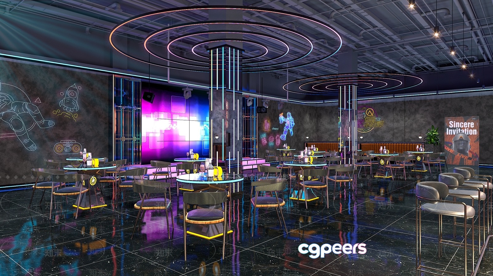 Modern Restaurant Interior 3D Model - 9487 - VRAY Render Modern Restaurant Interior 3D Model - 9487 - VRAY Render