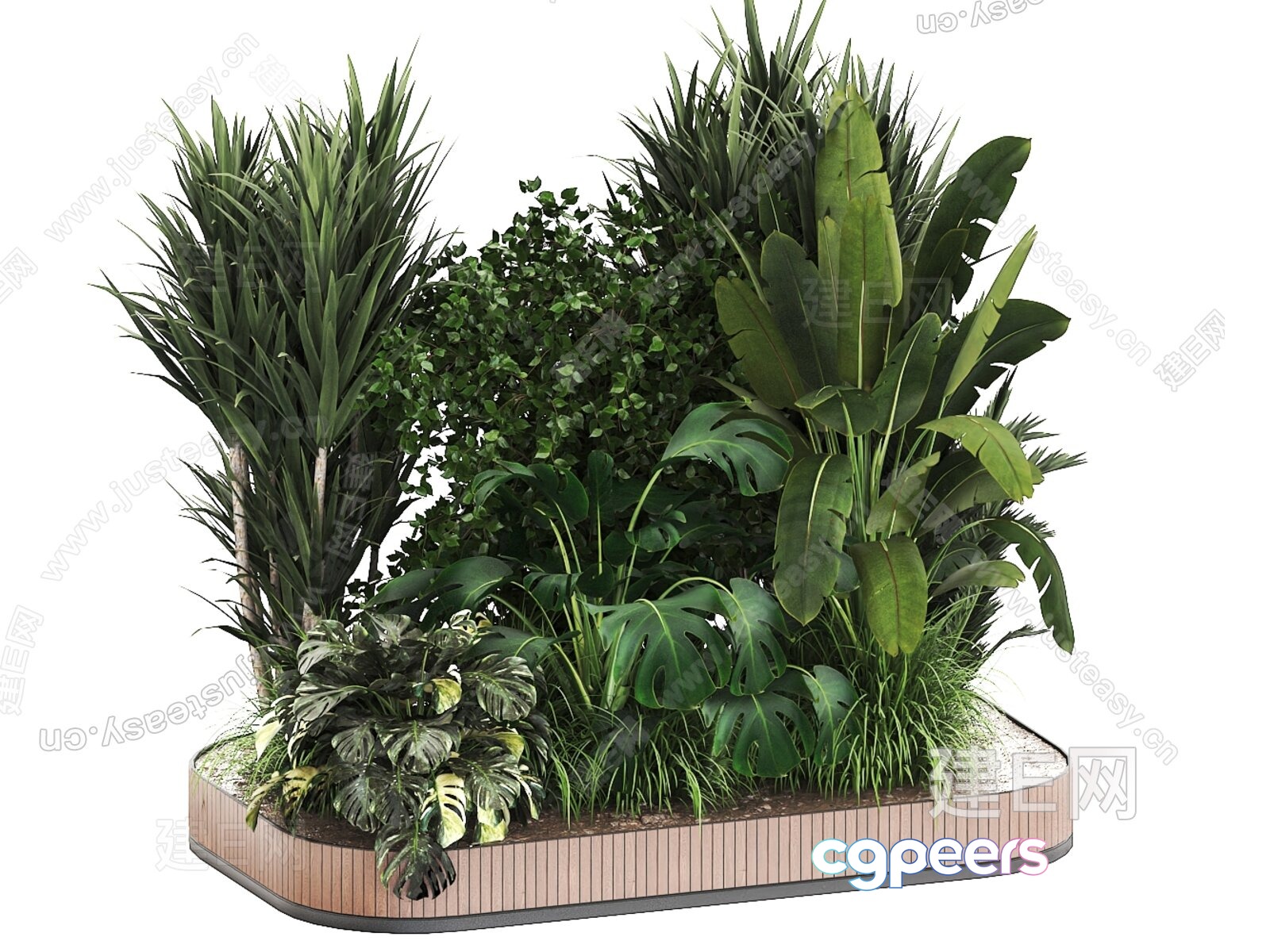 A Large Planter With Various Plants 3D Model - 15989 - VRAY Render A Large Planter With Various Plants 3D Model - 15989 - VRAY Render