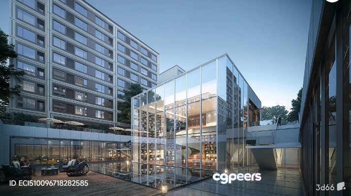 Modern Glass Building 3D Model - 3061 - VRAY Render