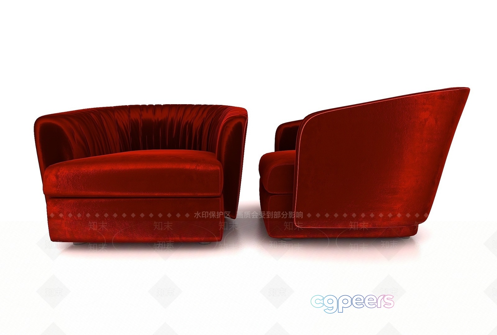 Red Velvet Armchairs 3D Model - 12496 - VRAY Render Red Velvet Armchairs 3D Model - 12496 - VRAY Render