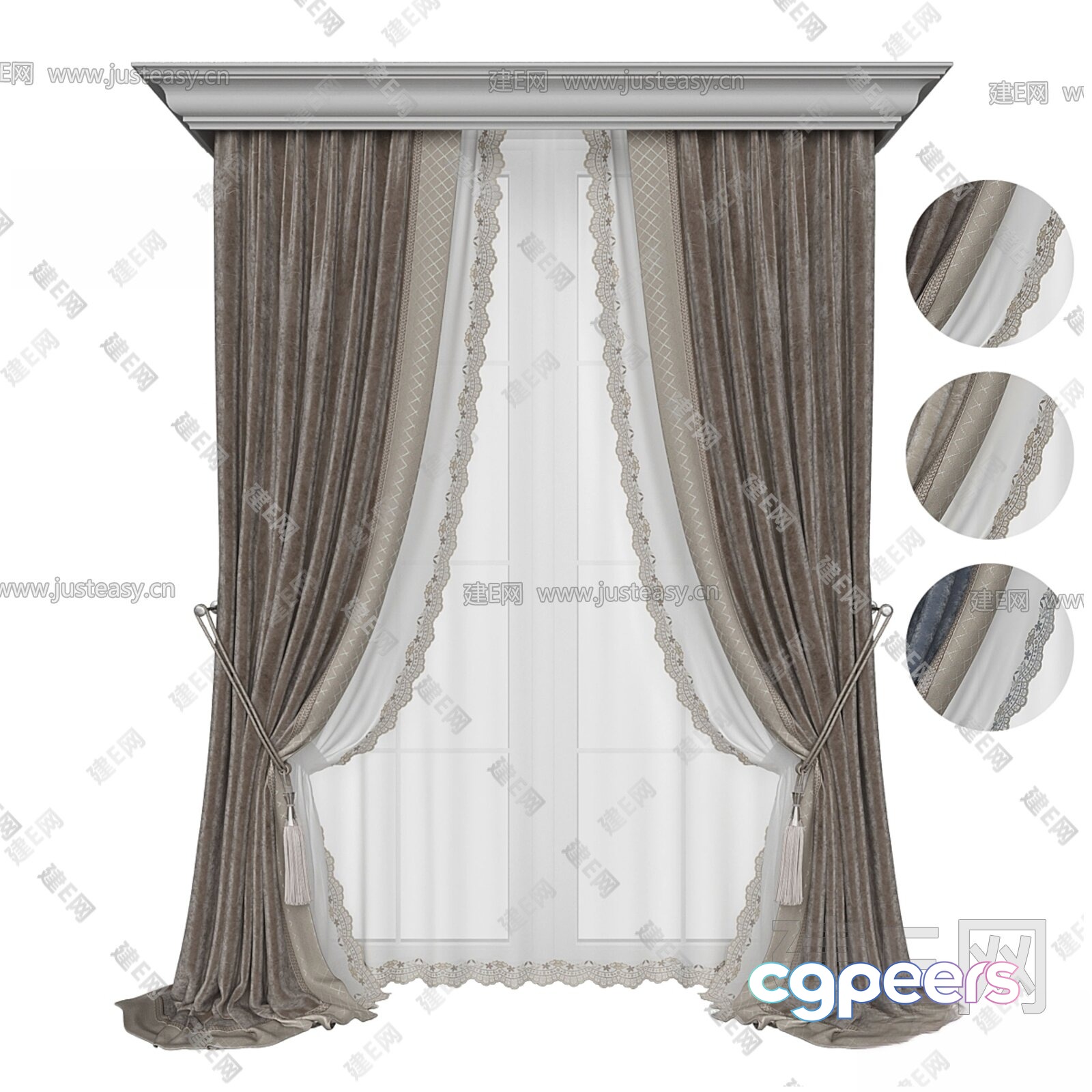 A Beige Curtain 3D Model - 9800 - VRAY Render A Beige Curtain 3D Model - 9800 - VRAY Render