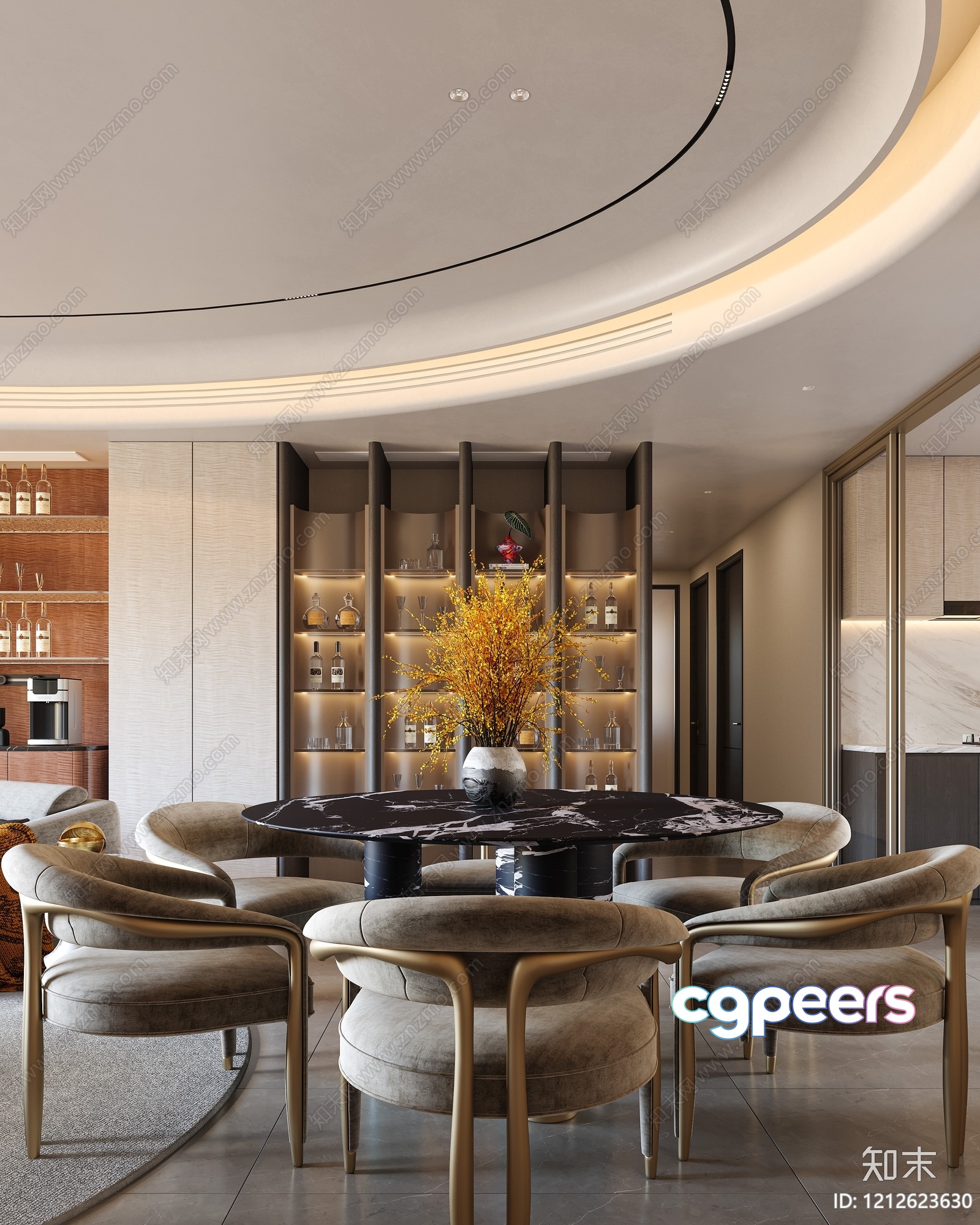 Modern Dining Room 3D Model - 3003 - VRAY Render Modern Dining Room 3D Model - 3003 - VRAY Render