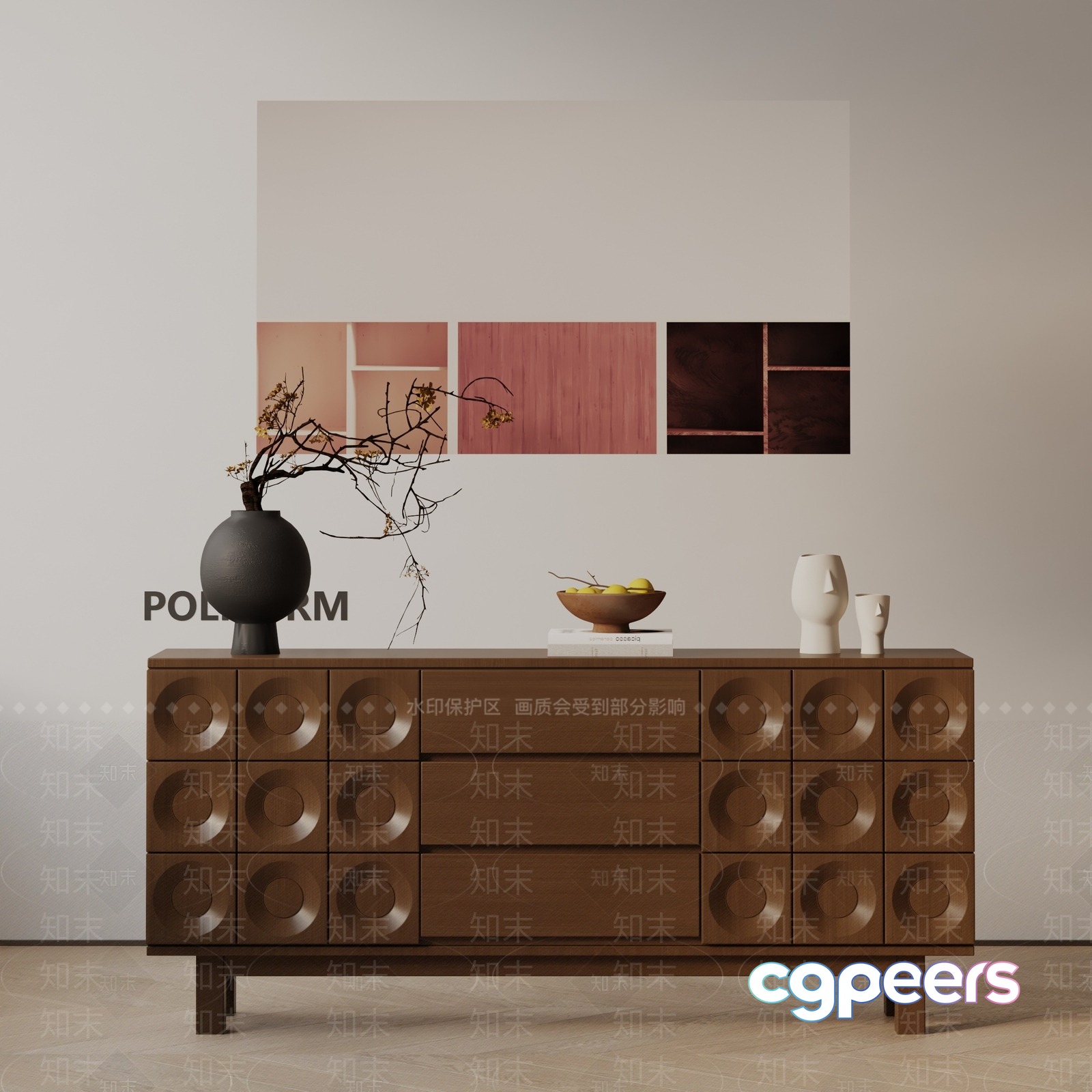 Modern Wooden Dresser 3D Model - 1320 - VRAY Render