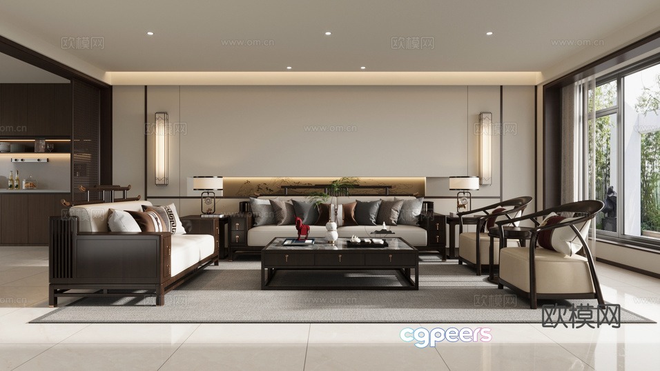 Modern Living Room 3D Model - 17580 - VRAY Render