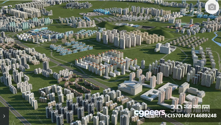 A 3D Cityscape With Tall Buildings 3D Model - 1770 - VRAY Render A 3D Cityscape With Tall Buildings 3D Model - 1770 - VRAY Render