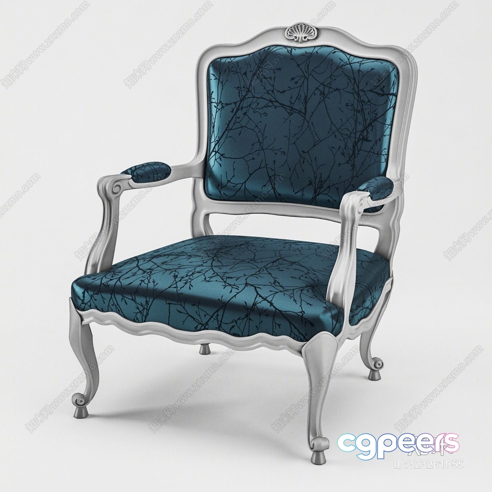 A Blue Armchair 3D Model - 16105 - VRAY Render