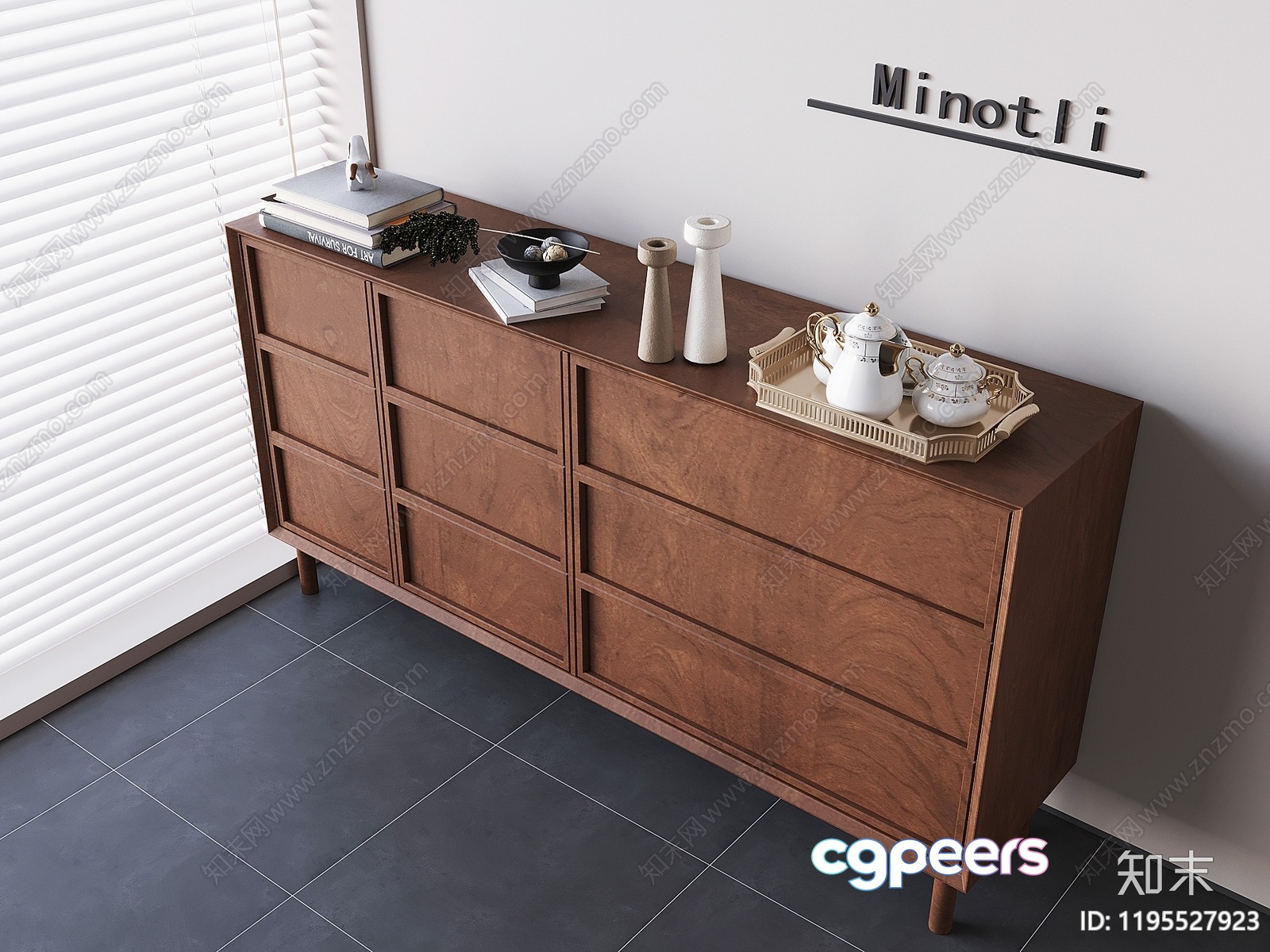 Mid-Century Modern Dresser 3D Model - 1818 - VRAY Render Mid-Century Modern Dresser 3D Model - 1818 - VRAY Render