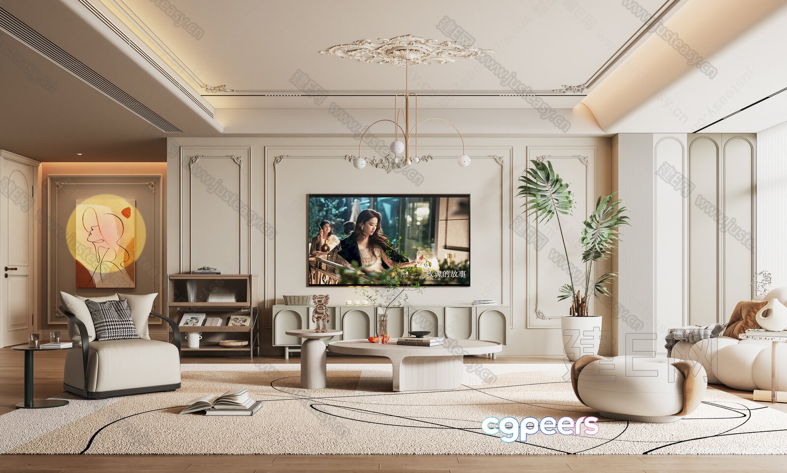 Modern Living Room 3D Model - 6033 - VRAY Render