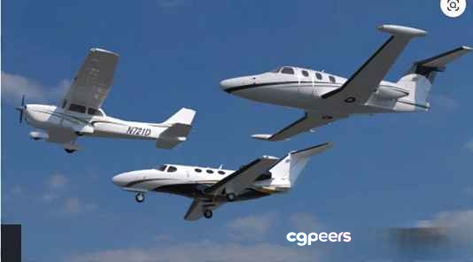 Two Small White Airplanes Flying In The Sky 3D Model - 11679 - VRAY Render