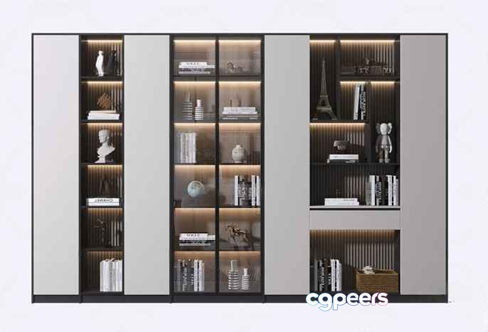 Modern Shelving Unit 3D Model - 4020 - VRAY Render Modern Shelving Unit 3D Model - 4020 - VRAY Render