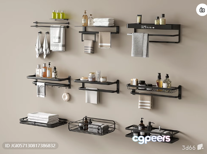Metal Bathroom Shelves 3D Model - 15600 - VRAY Render Metal Bathroom Shelves 3D Model - 15600 - VRAY Render