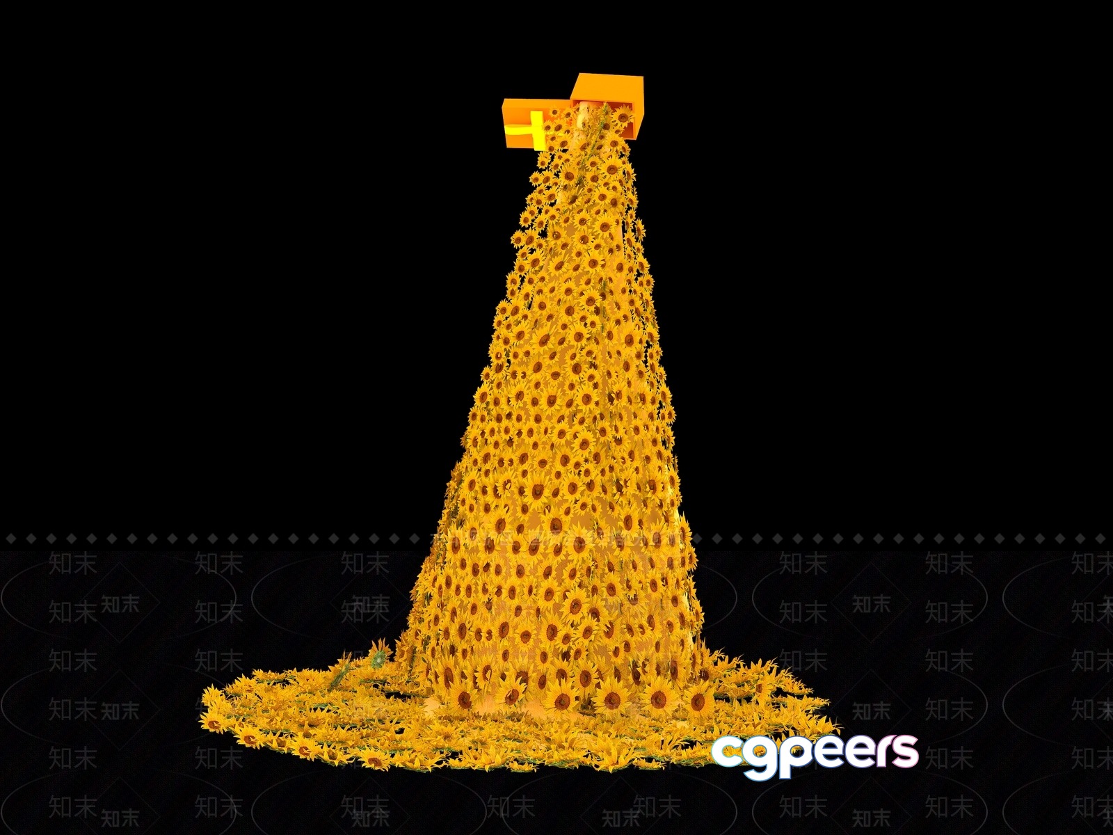 A Large Yellow Sunflower-Shaped Sculpture 3D Model - 9225 - VRAY Render