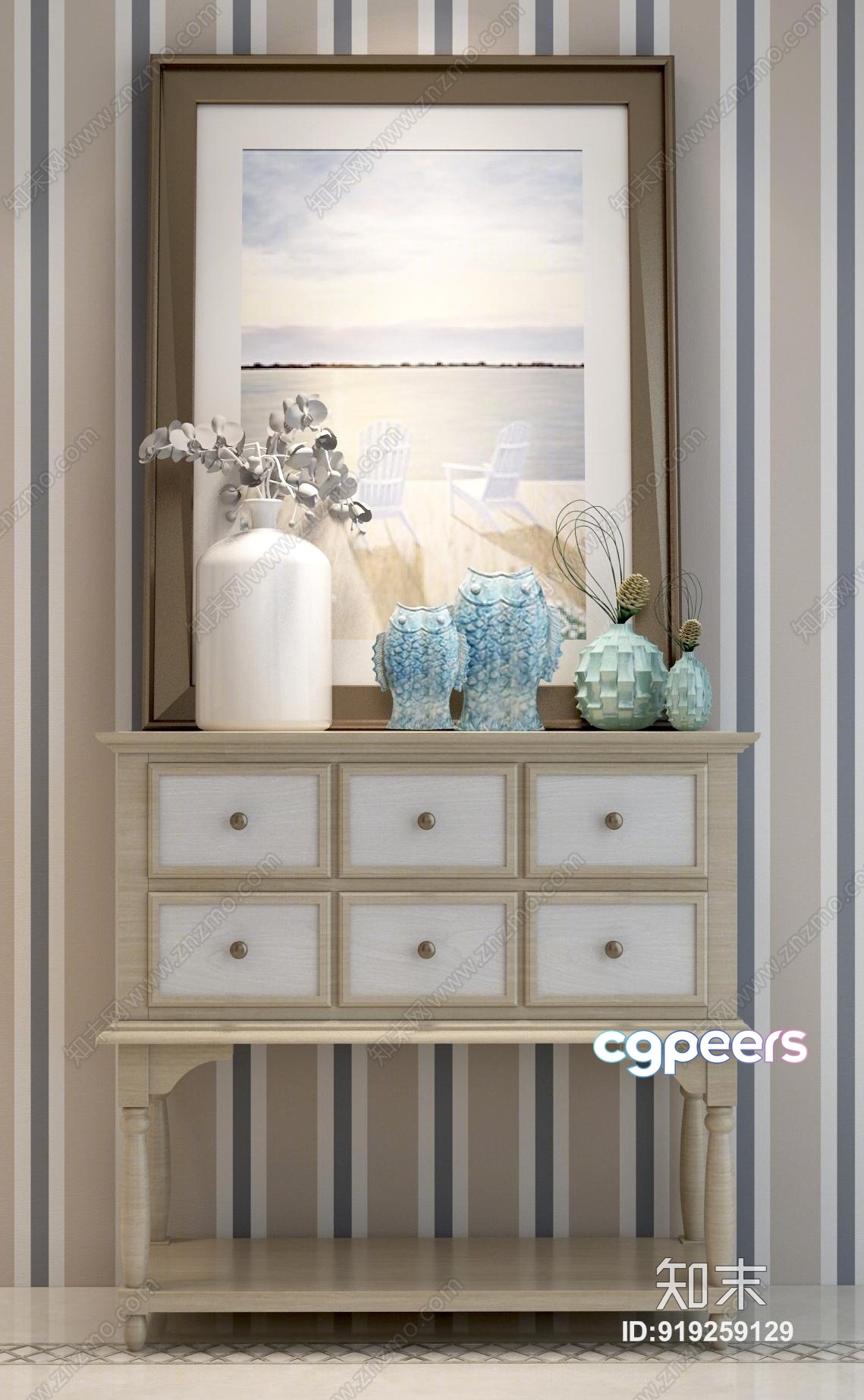 Cozy Dresser With Decor 3D Model - 3303 - VRAY Render