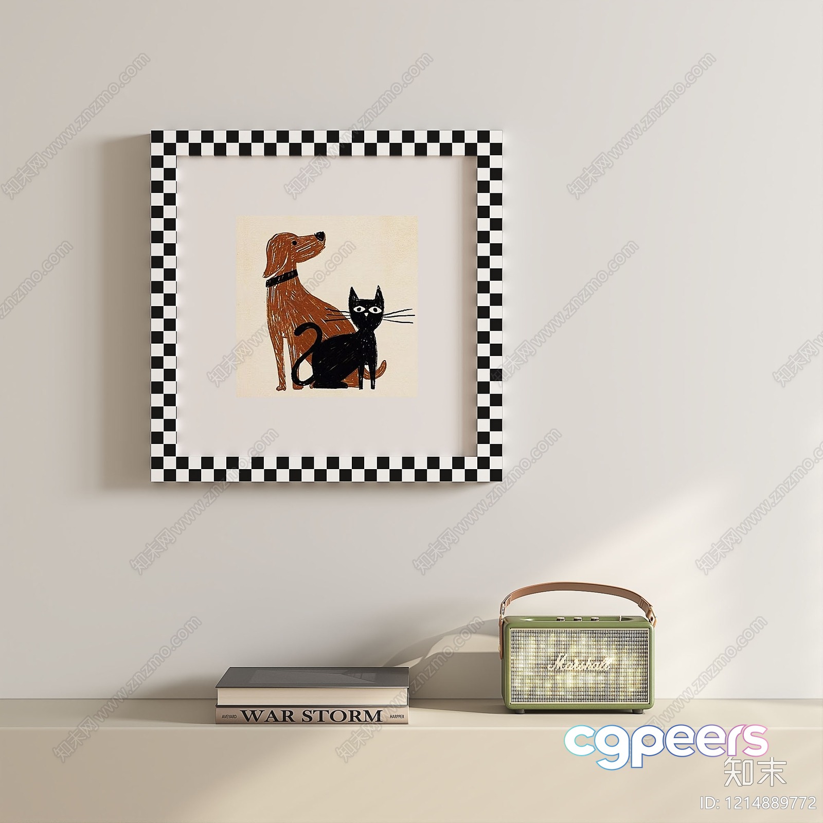 A Framed Picture Of A Dog And Cat 3D Model - 16431 - VRAY Render A Framed Picture Of A Dog And Cat 3D Model - 16431 - VRAY Render