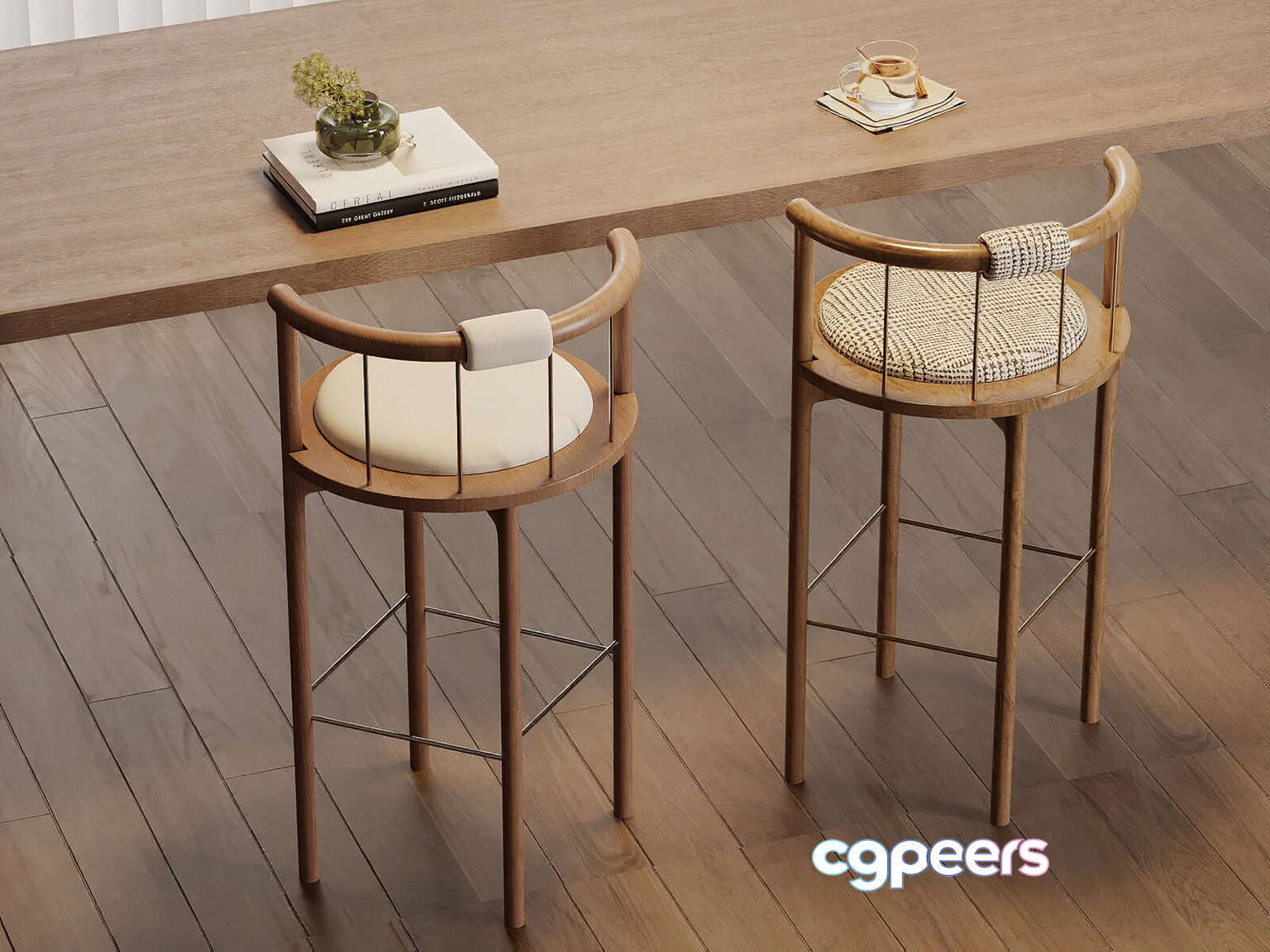 Modern Wooden Bar Stools 3D Model - 16253 - VRAY Render Modern Wooden Bar Stools 3D Model - 16253 - VRAY Render
