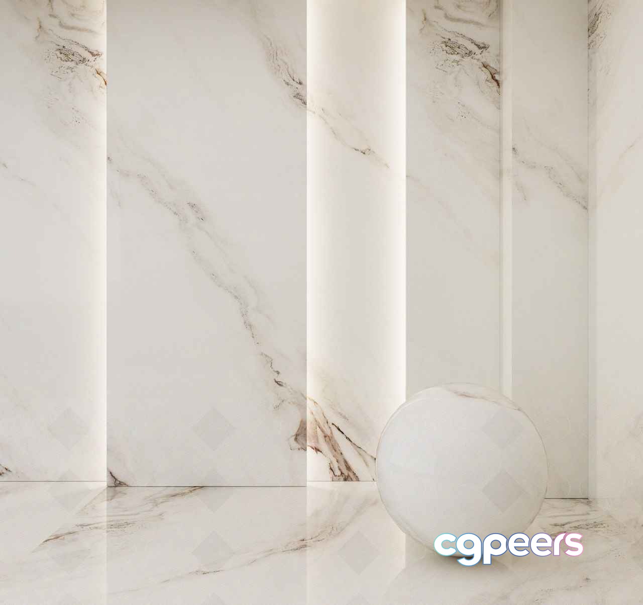 White Marble Sphere 3D Model - 9256 - VRAY Render