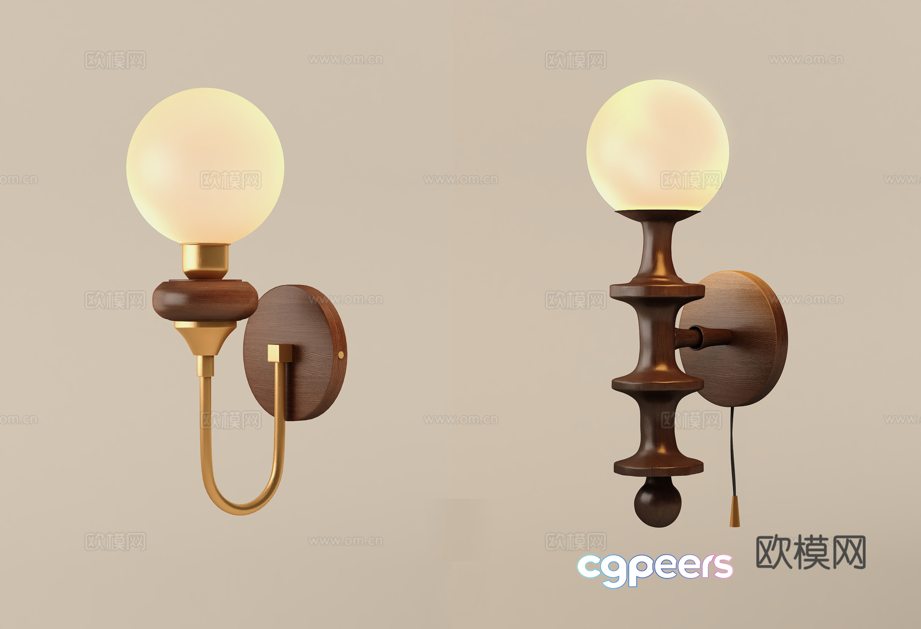 Gold Light Fixture 3D Model - 21114 - VRAY Render