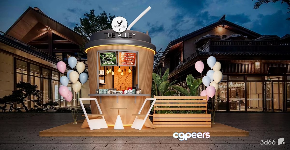 A Small Food Stand 3D Model - 20632 - VRAY Render A Small Food Stand 3D Model - 20632 - VRAY Render