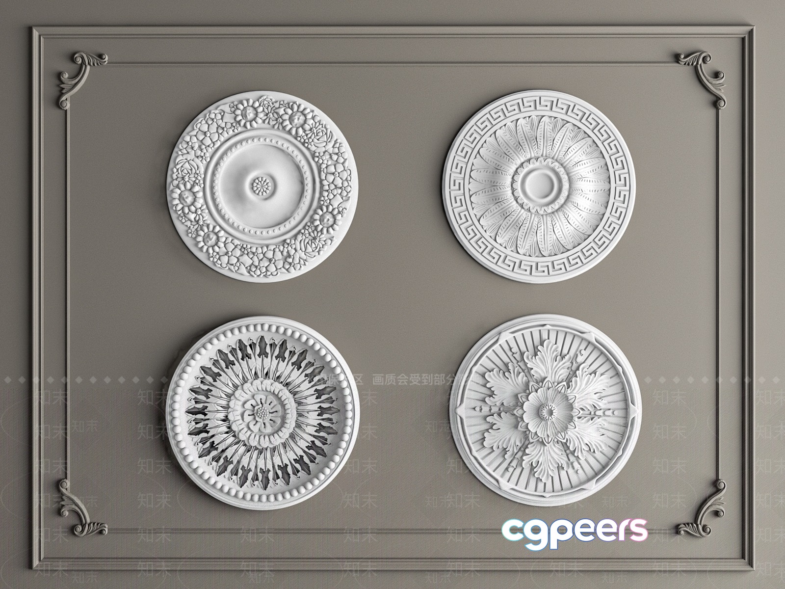 A Decorative Wall Panel With Intricate Designs 3D Model - 1033 - VRAY Render