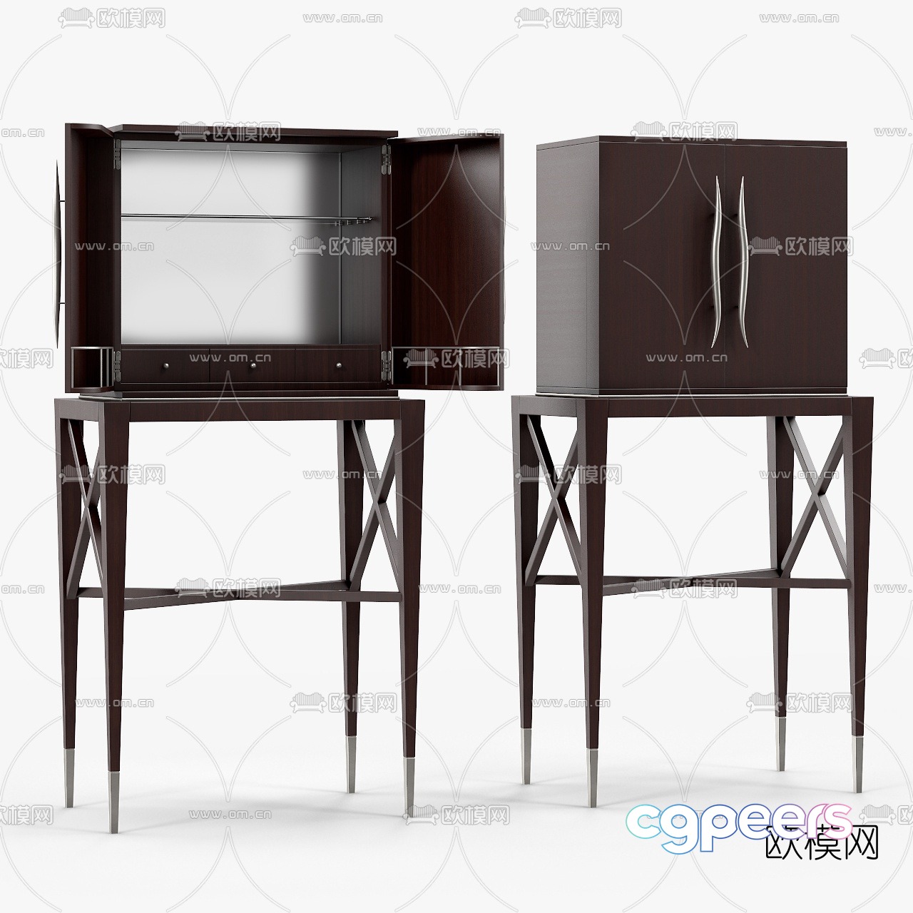 Modern Brown Furniture 3D Model - 895 - VRAY Render