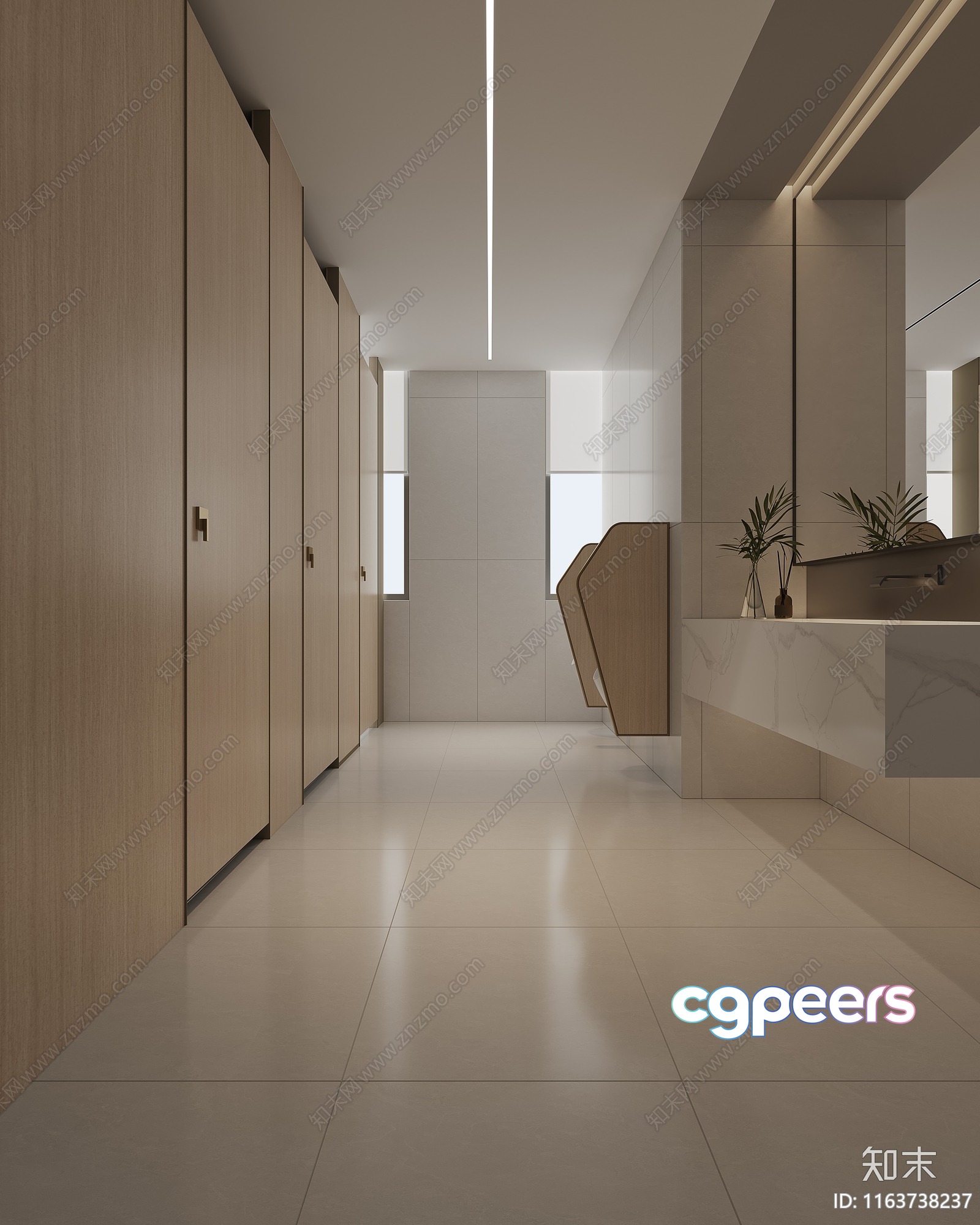 Modern Light Wood Bathroom 3D Model - 21420 - VRAY Render