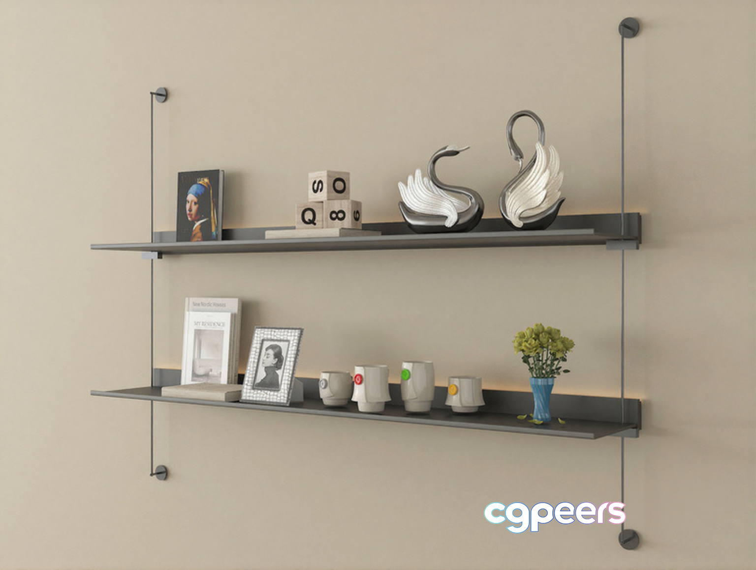 A Wall-Mounted Shelf 3D Model - 14360 - VRAY Render A Wall-Mounted Shelf 3D Model - 14360 - VRAY Render